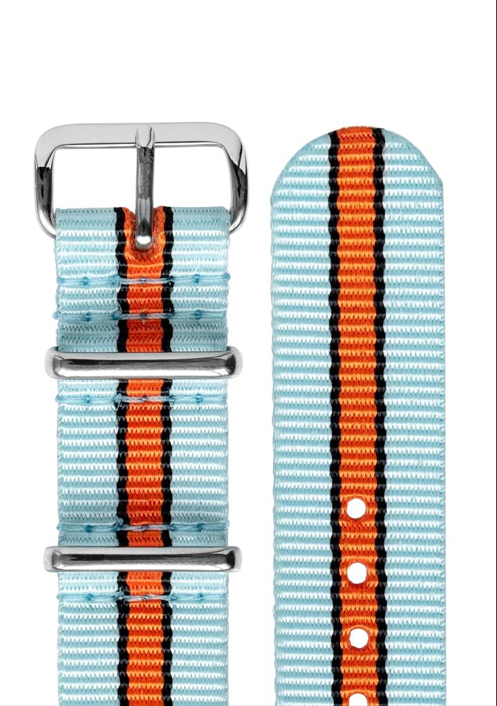 Sporty and Fashionable: Nylon Sport Watch Band Blue and Orange for Men and Women